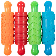 Mal- und Ton-Texturwalzen - 4er-Set - strukturált Knetrollen für Kinder - Vielseitige Muster zum Basteln und Dekorieren