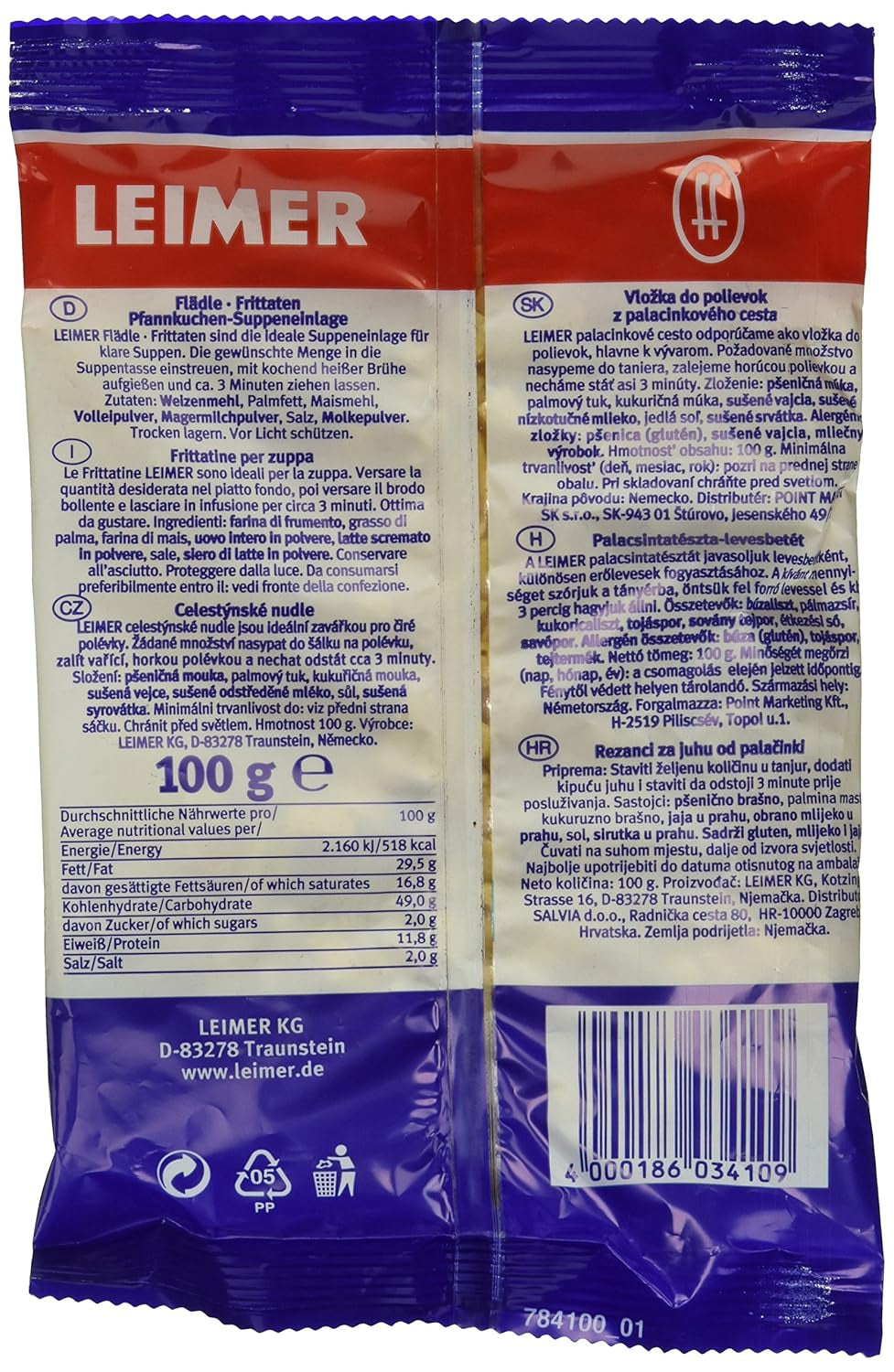 Leimer Flädle-Fritatten, 7Er Pack (7 X 100 G) Amestec pentru copt si gatit Naty Shop