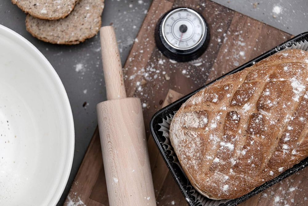 Tala Teigroller aus Buchenholz – Drehbares Nudelholz mit Griffen, glatte Oberfläche, durable & leicht zu reinigen – Perfekt für Teig, Gebäck, Brot & Pizza – FSC-zertifiziertes Holz