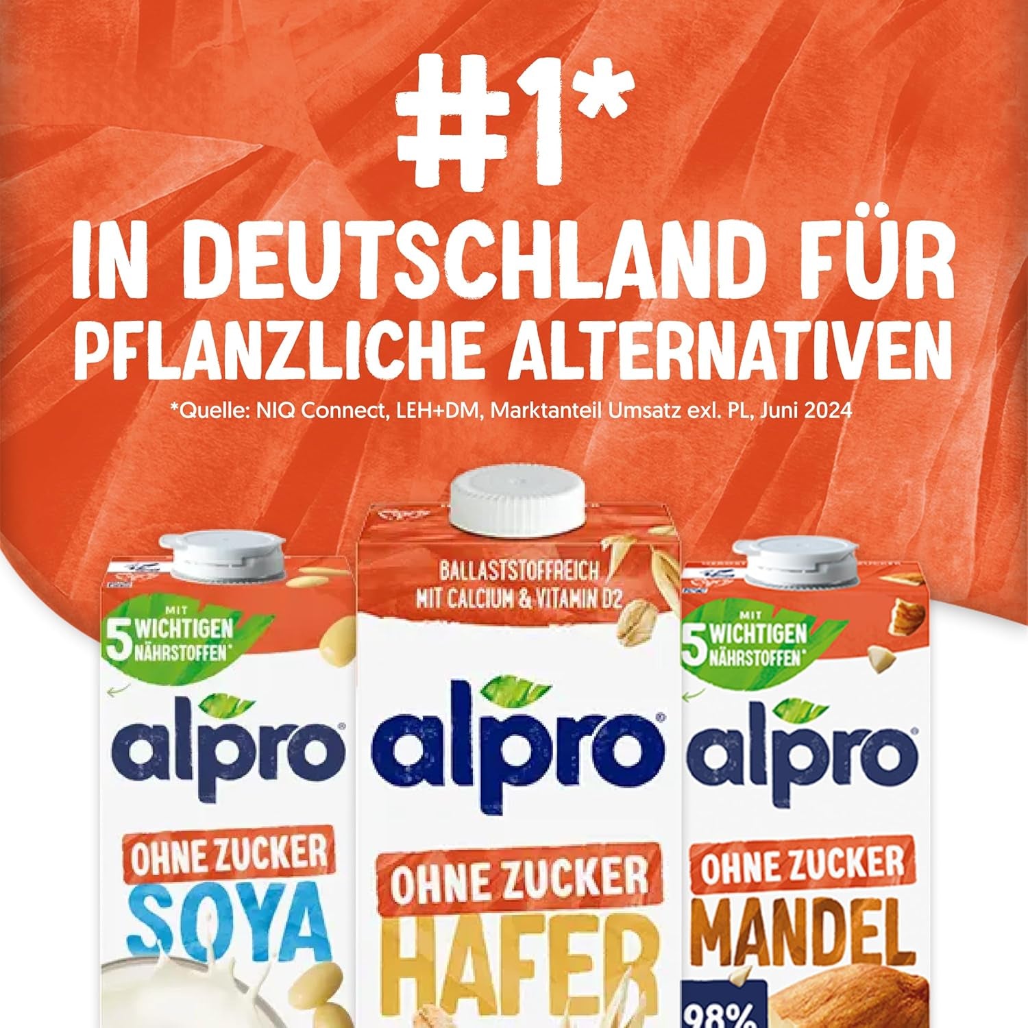 Alpro Haferdrink ohne Zucker – Milchalternative auf Haferbasis – Vegán és laktózefrei – Gazdag Ballaststoffen, Kalcium és Vitamin – 8 x 1 L