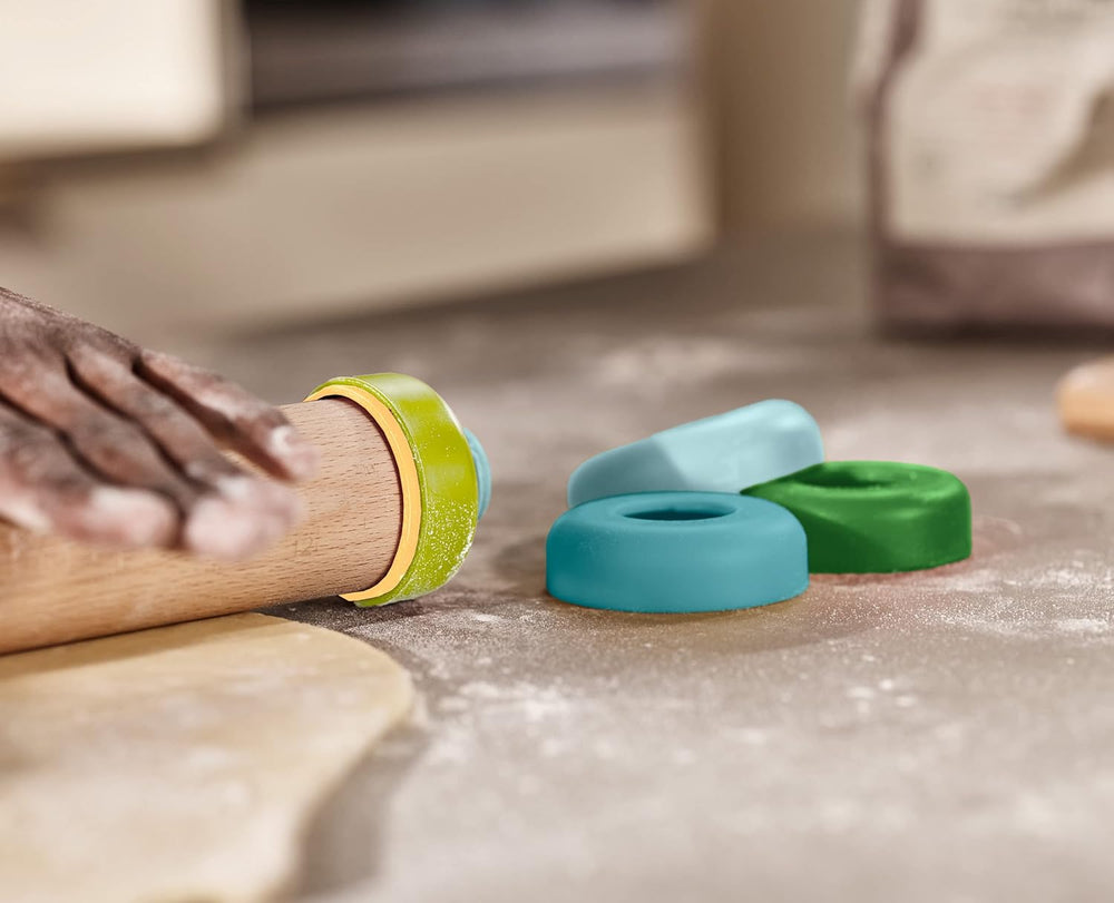 Joseph Joseph Duo Nudelholz és Einstellbare Teigdicke, Back- und Teigroller, Buchenholz, Mehrfarbig, Opal