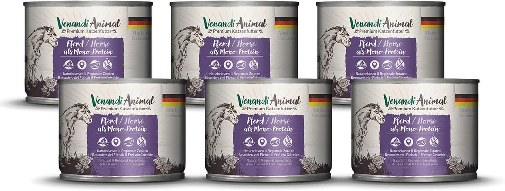 Venandi Animal Premium Hrană umedă pentru pisici, Tasting Pack III, pui, curcan, vită, pui + iepure, vițel, curcan, 6 X 200 G, fără cereale și naturală, 1.2 Kg