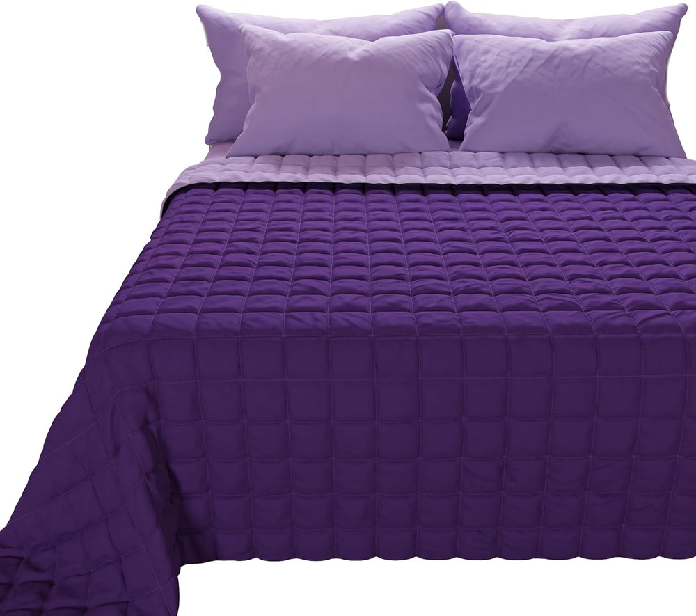 PETTI Artigiani Italiani - Cuvertură pentru pat single, cuvertură cu două fețe, cuvertură de primăvară, albastru miezul nopții, alb, 100% Made in Italy