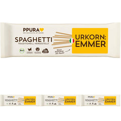 PPURA Organic Spaghetti Pasta Emmerrel 500g, 100%-ban természetes emmer spagetti, Olaszországban készült - Olasz tészta adalékanyagok, színezékek és tartósítószerek nélkül