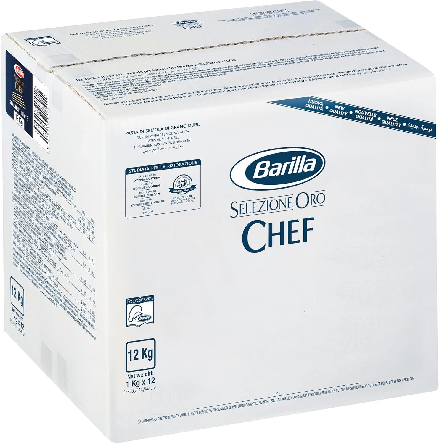 Barilla Selezione Oro Chef Spaghettini n. 3, 12 db-os csomag (12 x 1 kg)