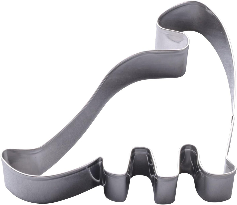 Set de forme de biscuiți Zenker cu dinozauri din oțel inoxidabil, 4 piese – Perfect pentru sesiuni creative de copt cu copiii, lavabil în mașina de spălat vase, design modern cu dinozauri, argintiu