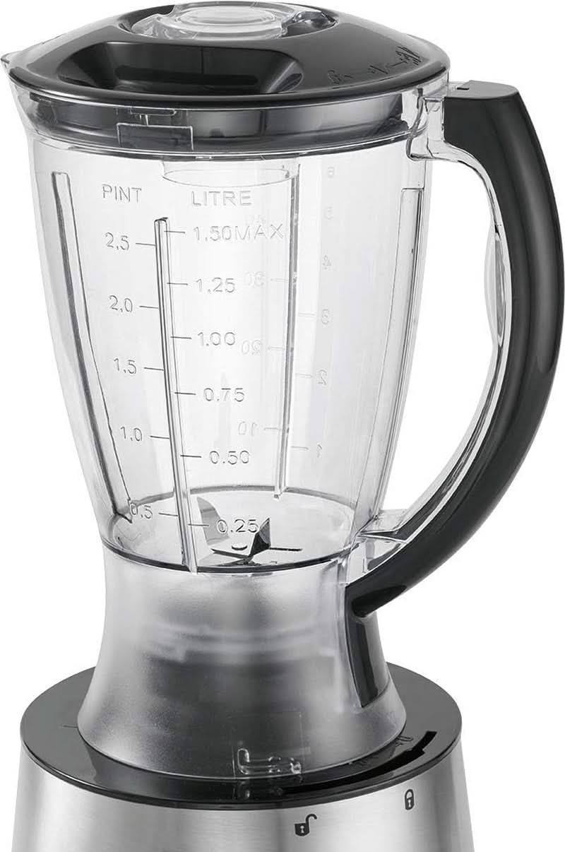 Clatronic® Küchenmaschine | 500 Watt | 4 Geschwindigkeitstufen (0-1-2 + Impulzus) | Mixbehälter Mit Nachfüllöffnung (1,5 liter) | Arbeitsbehälter (1,0 liter) | Schneiden und Raspeln | KM 3646 Edelstahl Anya és Gyermek Naty Shop