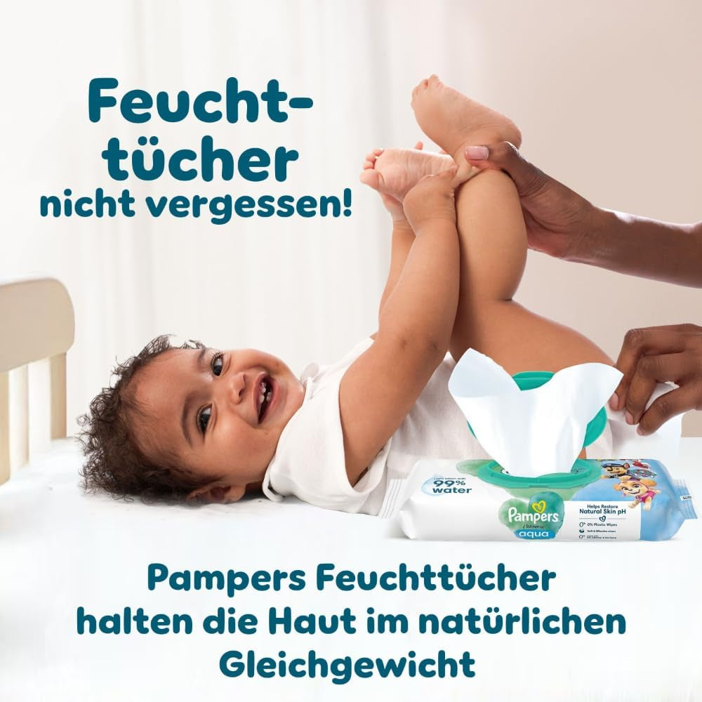 Pampers Baby-Dry Puppy Patrol Edition pelenkák, 5-ös méretű, 186-os pelenkák, 11-16 kg, akár 100%-os szivárgásvédelem és egész éjszakai kényelem