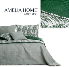 Ameliahome Ágytakaró Ágytakaró 170X210 cm Kétoldalas Easy Care Ágytakaró Növénymintás Zöld Fehér Tropical Bonaire Ágyak és Takarók Besuche den AmeliaHome-Store