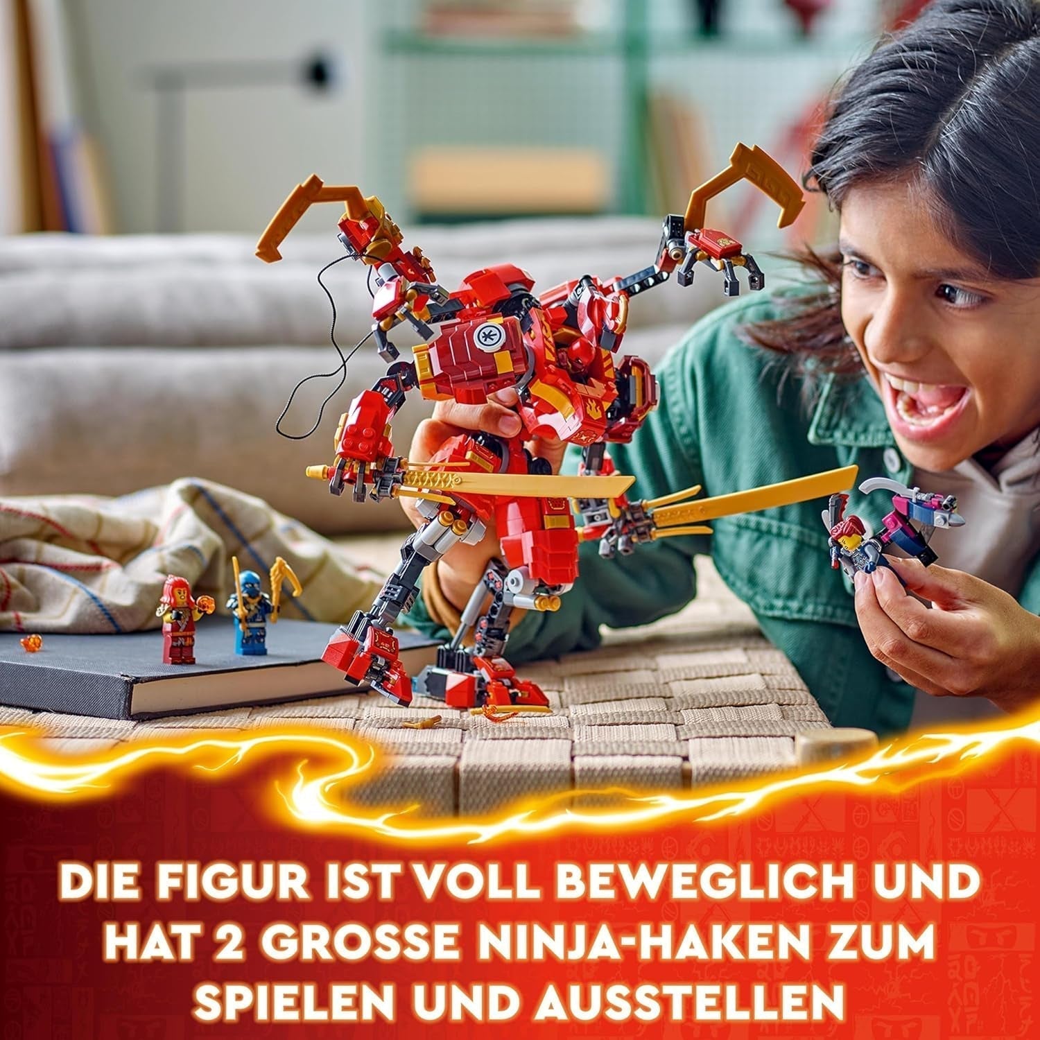 LEGO NINJAGO Kai nindzsa mászómech készlet, nindzsa játék megépíthető akciófigurával és 4 minifigurával, gyerek kalandkészlet, születésnapi ajándék 9 éves fiúknak és lányoknak 71812 Építőkészletek Beuche den LEGO-Store