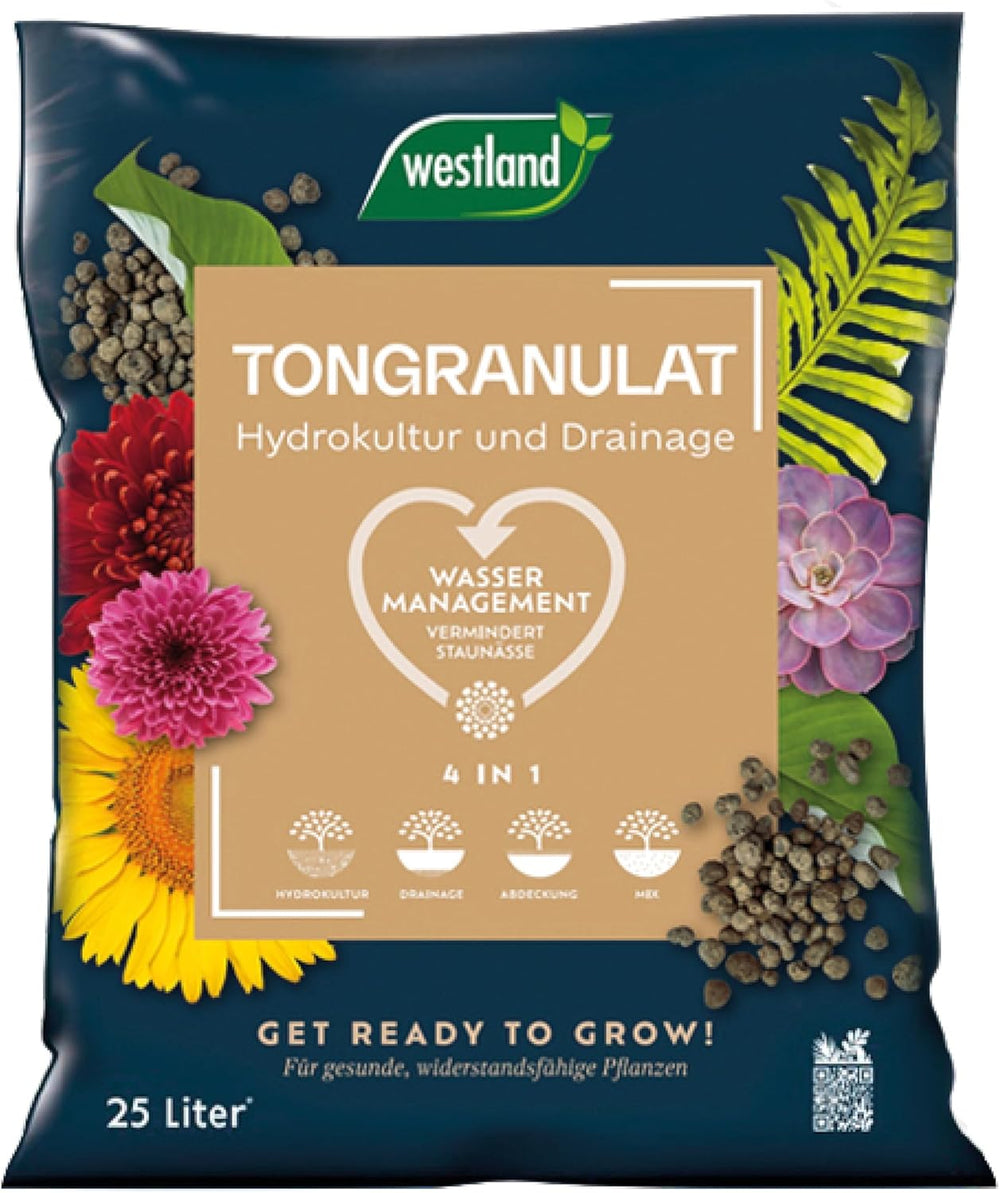 Westland Clay Granules, 5 L - Granulátum növények számára, ideális hidroponikához, vízelvezető szubsztrátumhoz vegyi adalékok nélkül, beltéri és kültéri használatra
