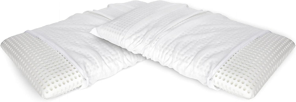 Talamo Italia Set de 2 perne pentru pat, 100% Made in Italy, pernă detașabilă "săpun" din spumă de memorie perforată, hipoalergenică și respirabilă, 70X40Xh16 Cm Perne standard Naty Shop Altezza 10 Copertă inclusă Set Da 2