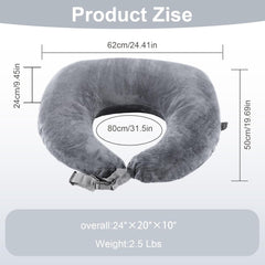 Pernă de gaming SLIGUY, pernă de citit, pernă de susținere a brațelor pentru pat și canapea, pernă pelviană în formă de U pentru adulți, gri închis