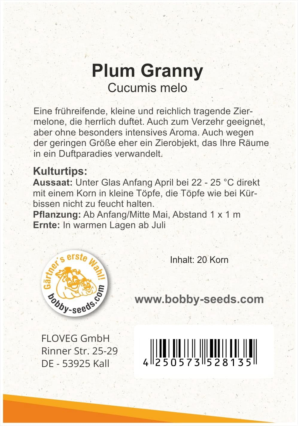 Ziermelonensamen Plum Granny -Queen Annes Pocket Portion