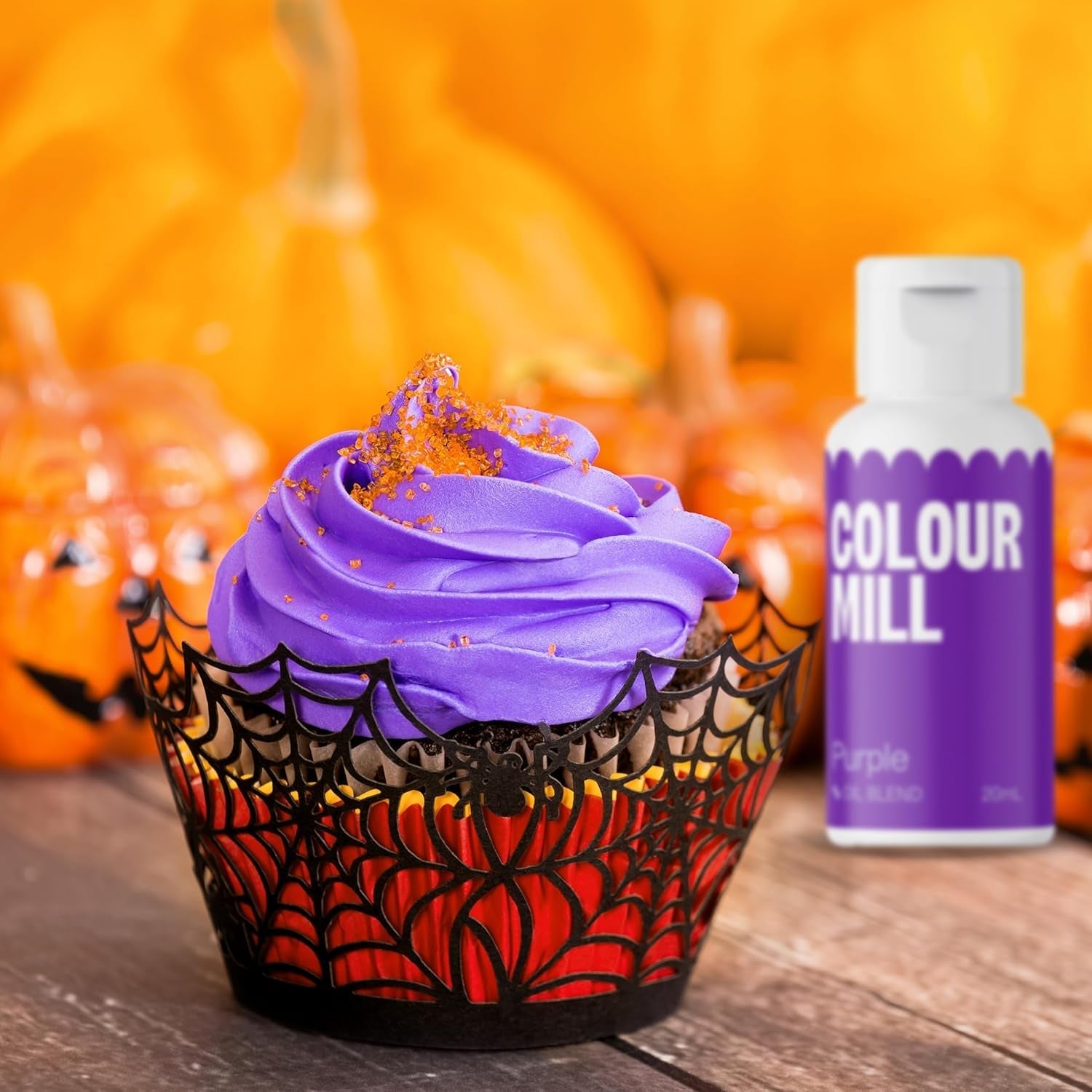 Set coloranți alimentari lichizi Colour Mill – 5 x 20 ml pe bază de ulei (negru, roz aprins, violet, roșu și albastru) – rezistenți la UV – perfecți pentru copt și ca accesoriu pentru torturi, brioșe și decorațiuni de torturi