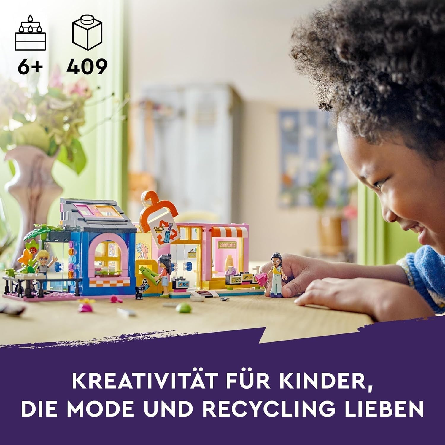 LEGO Friends Vintage divatbolt építőkészlet gyerekeknek játékbolttal, figurákkal és macskával, társadalmi-érzelmi fejlődést segítő példakép, ajándék 6 éves lányoknak és fiúknak 42614 építőkészlet Besuche den LEGO-Store