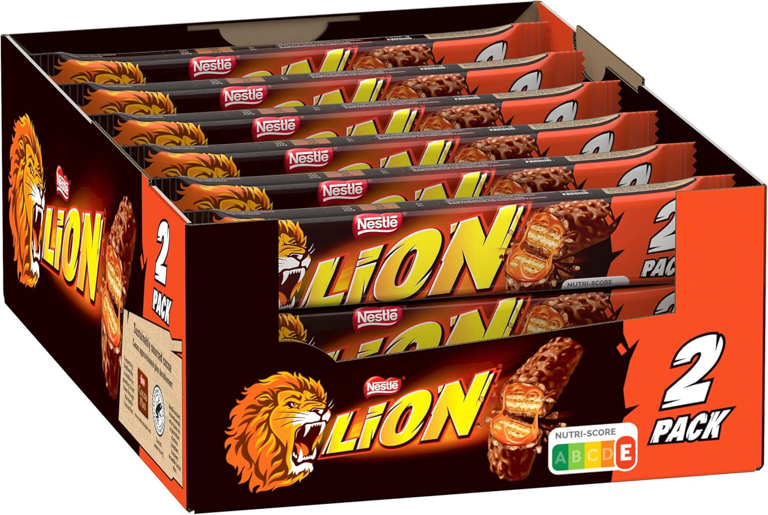 Nestlé LION csokoládészelet karamellel, ropogós snack, ropogós csokoládé és ropogós chips, karamell töltelék, különleges étkezési élmény, több csomag, 28 csomag (2 x 30 g)
