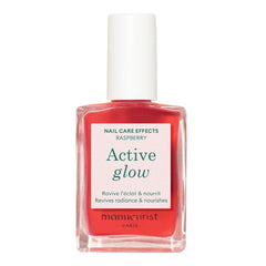 MANUCUIST Nail Care Repair Active Glow Raspberry (rózsaszín) bio-alapú: édes mandula, málna, tápláló és fényes körömlakk, átlátszó rózsaszín hatás - Nude körömlakk