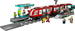 LEGO City villamos állomással, ajándékötlet járműjáték-rajongóknak 7 éves kortól, 6 minifigurával és egy vakvezető kutyával szerepjátékhoz, építőjáték 60423 Építőkészlet Besuche den LEGO-Store