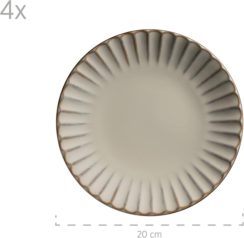 MÄSER 931963 Serie Confino Geschirr Set Für 4 Personen Im Modernen Vintage Look, 20-Teiliges Kombiservice Aus Keramik in Beige Mit Schwarzen Akzenten, Steinzeug Naty Shop