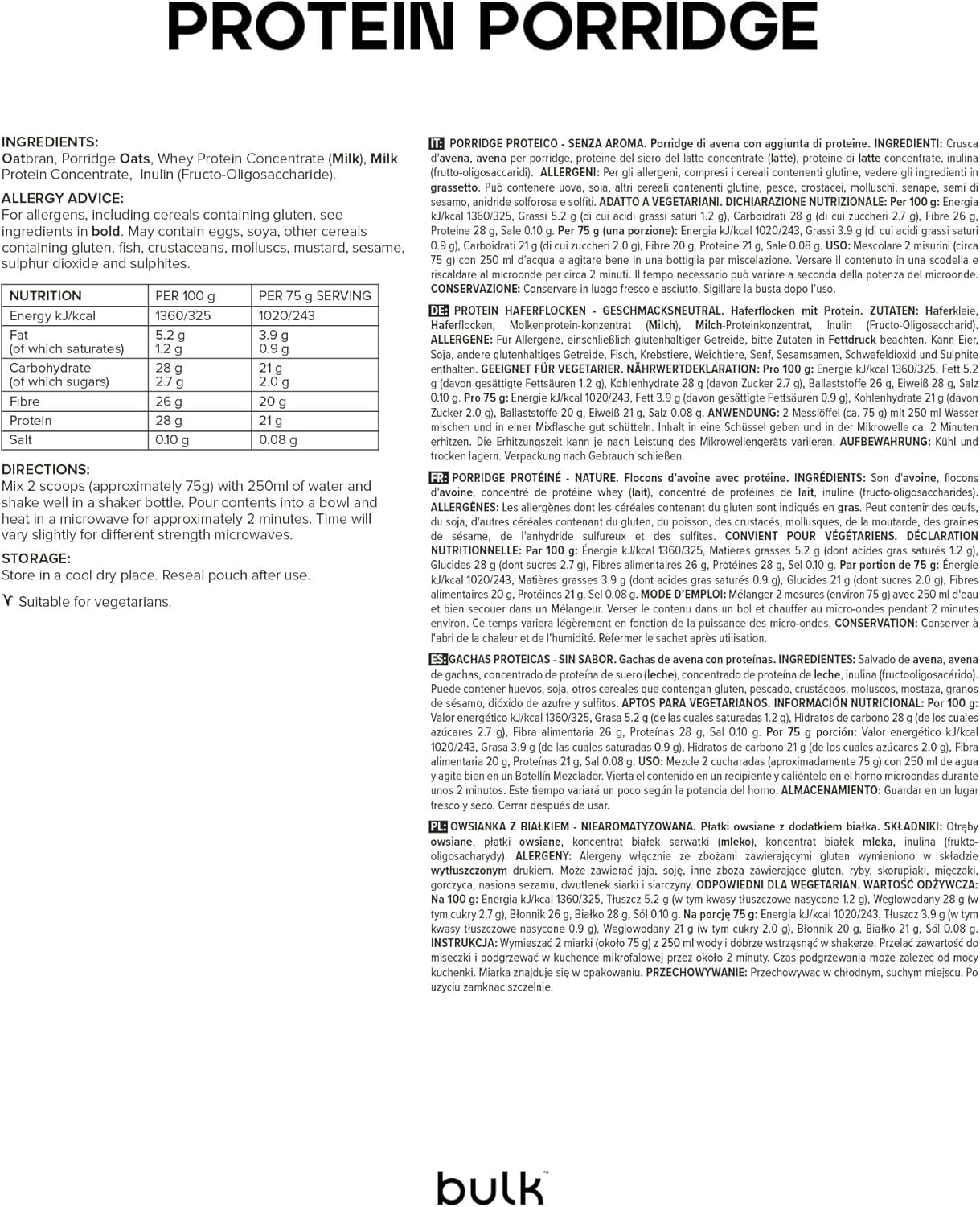 Teljes értékű fehérje zabpehely, ömlesztett, magas fehérjetartalmú zabpehely, tejsavó, magas rosttartalmú, fehérje zabkása, ízesítetlen, 1 kg