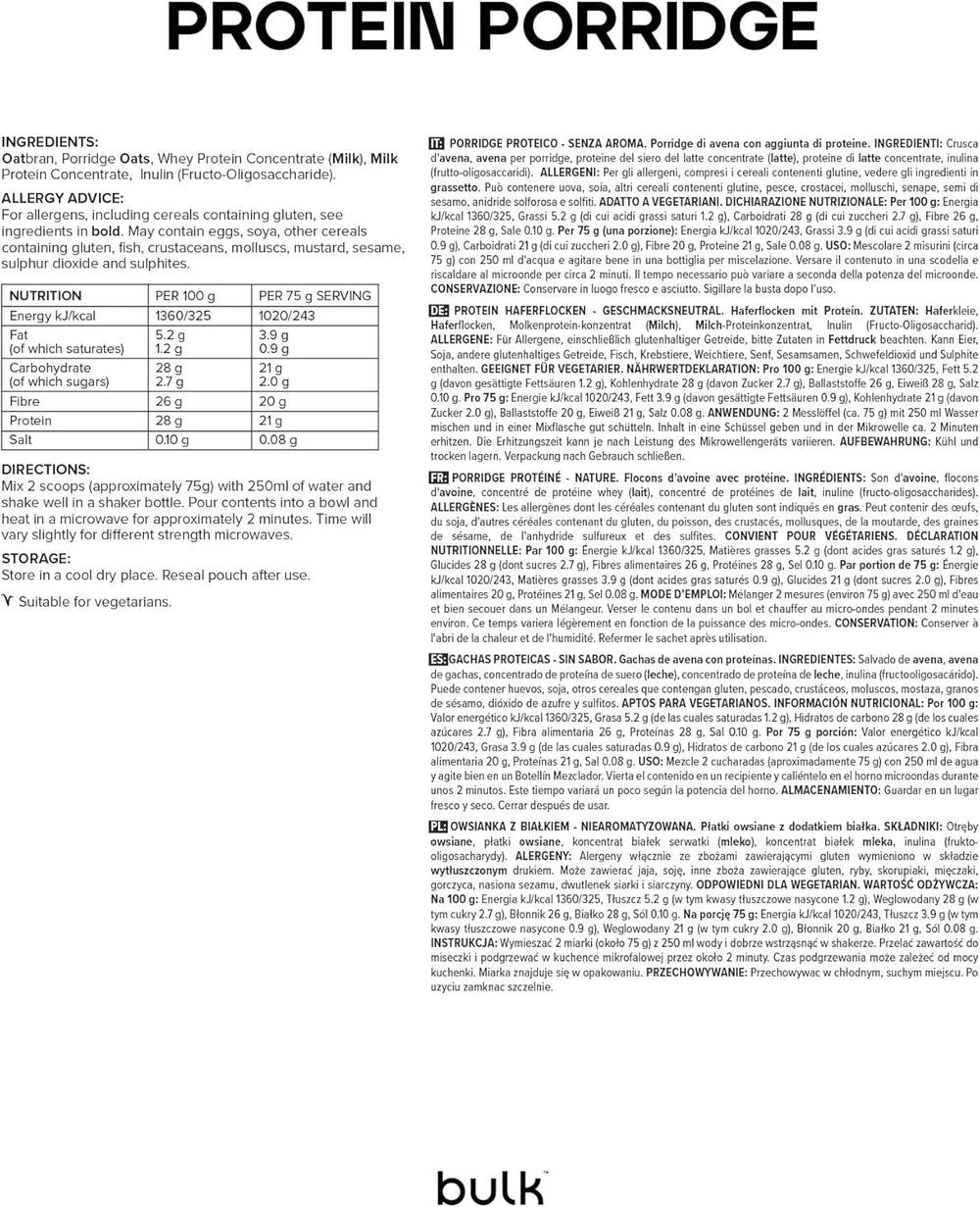 Teljes értékű fehérje zabpehely, ömlesztett, magas fehérjetartalmú zabpehely, tejsavó, magas rosttartalmú, fehérje zabkása, ízesítetlen, 1 kg