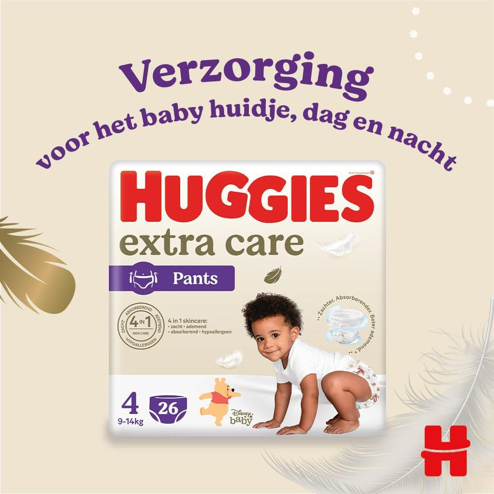 Huggies Extra Care pelenkák 4-es méretű (9-14 kg), 4 köteg 26 pelenka - 4280 g