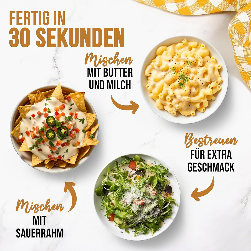 EASY YUMMY - Käsepulver 300g | Azonnali Käsegeschmack für Mahlzeiten & Snacks | Immer Bereit, Keine Kühlung Nötig | Aus 100% valódi sajt | Ideális akár pattogatott kukorica öntetként