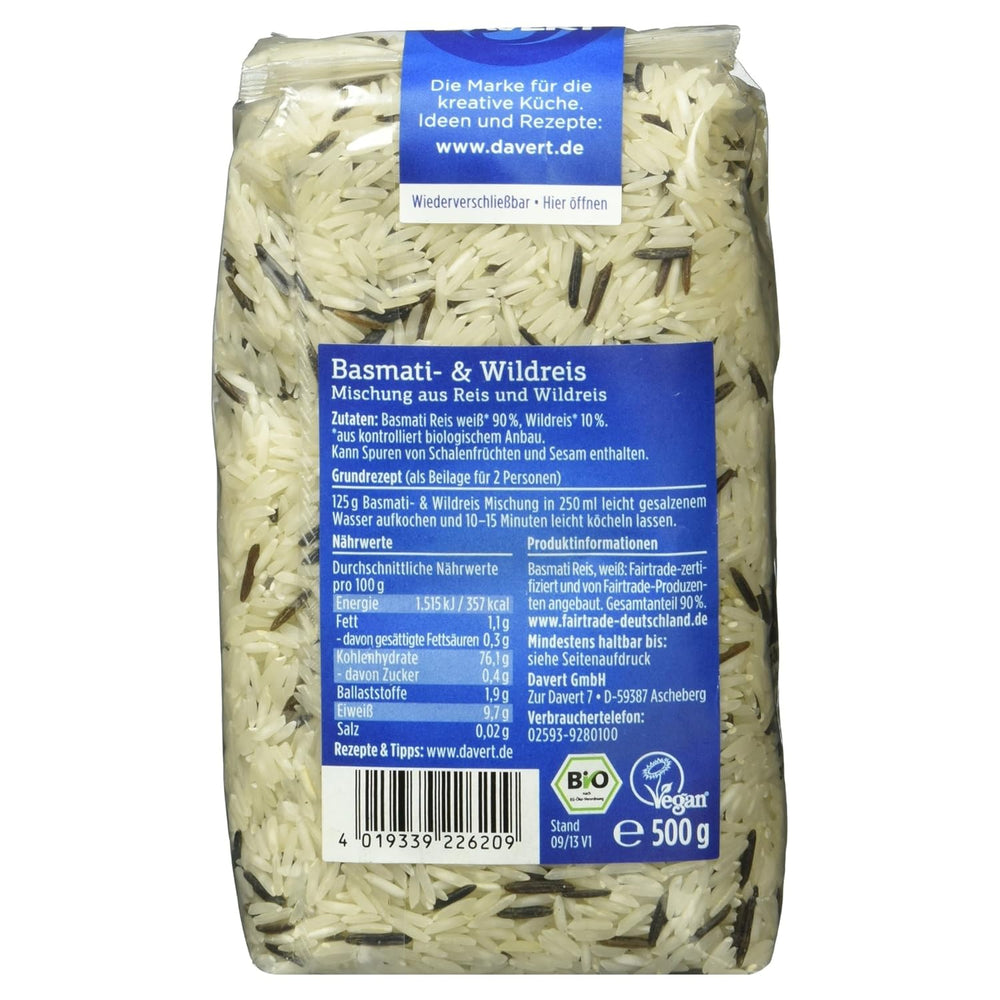 Davert Basmati és vadrizs keverék, bio, 500g