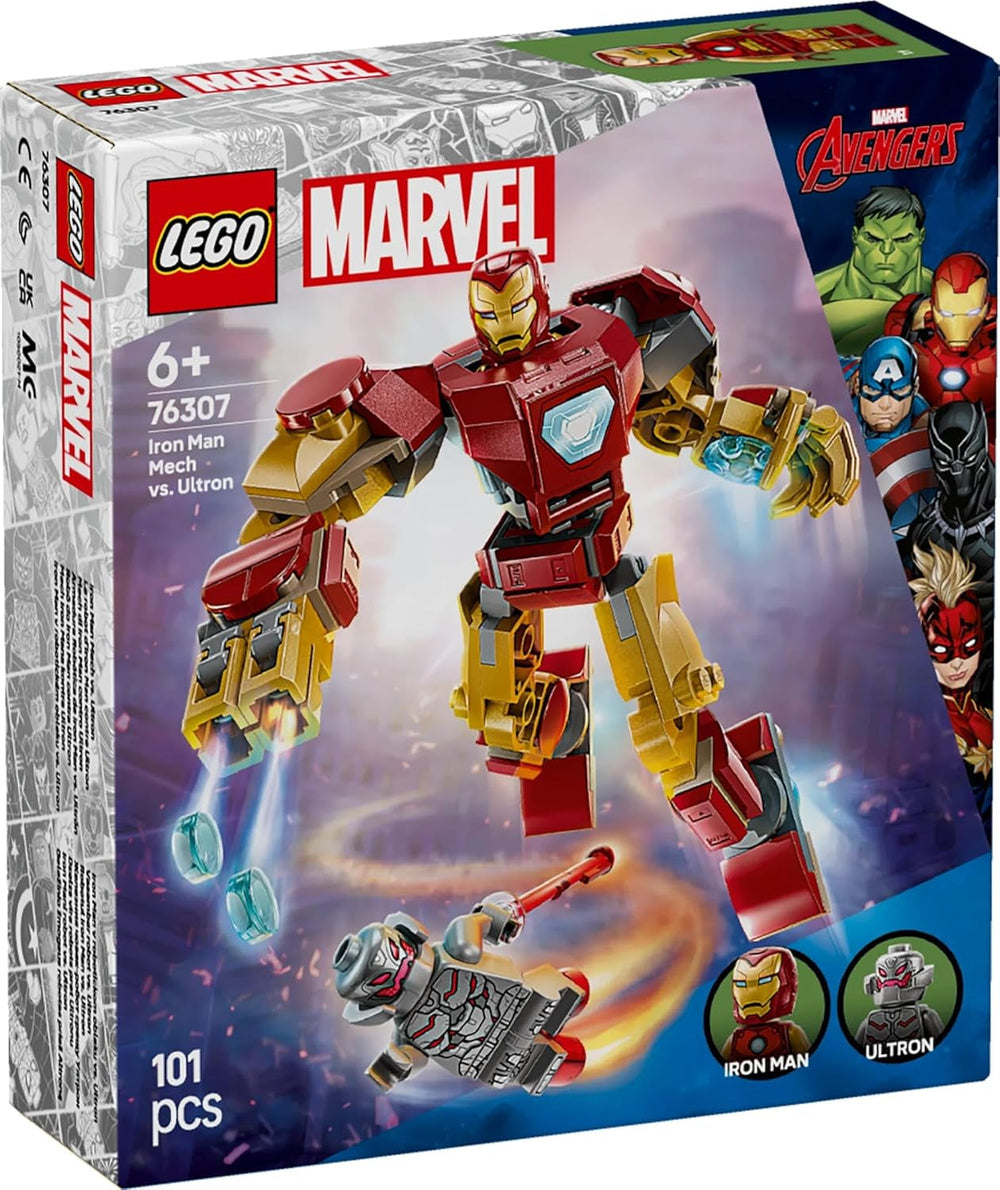LEGO Marvel Iron Man Mech vs. Ultron - Szuperhős játék 2 minifigurával - Akciófigura mozgatható karokkal, lábakkal és ujjakkal - Ajándék 6 év feletti fiúknak és lányoknak 76307 Besuche den LEGO-Store építőkészletek