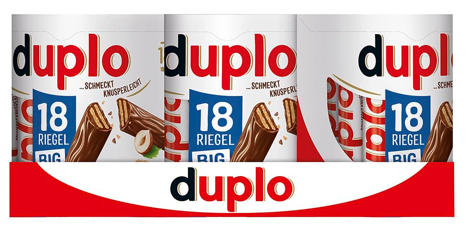 Ferrero duplo nagy csomag - Csokoládészeletek finom nugátkrémmel, ropogós ostyával és finom tejcsokoládéval - Farsangi és Mardi Gras édességek - 15 csomag, 18 darab, külön-külön csomagolva