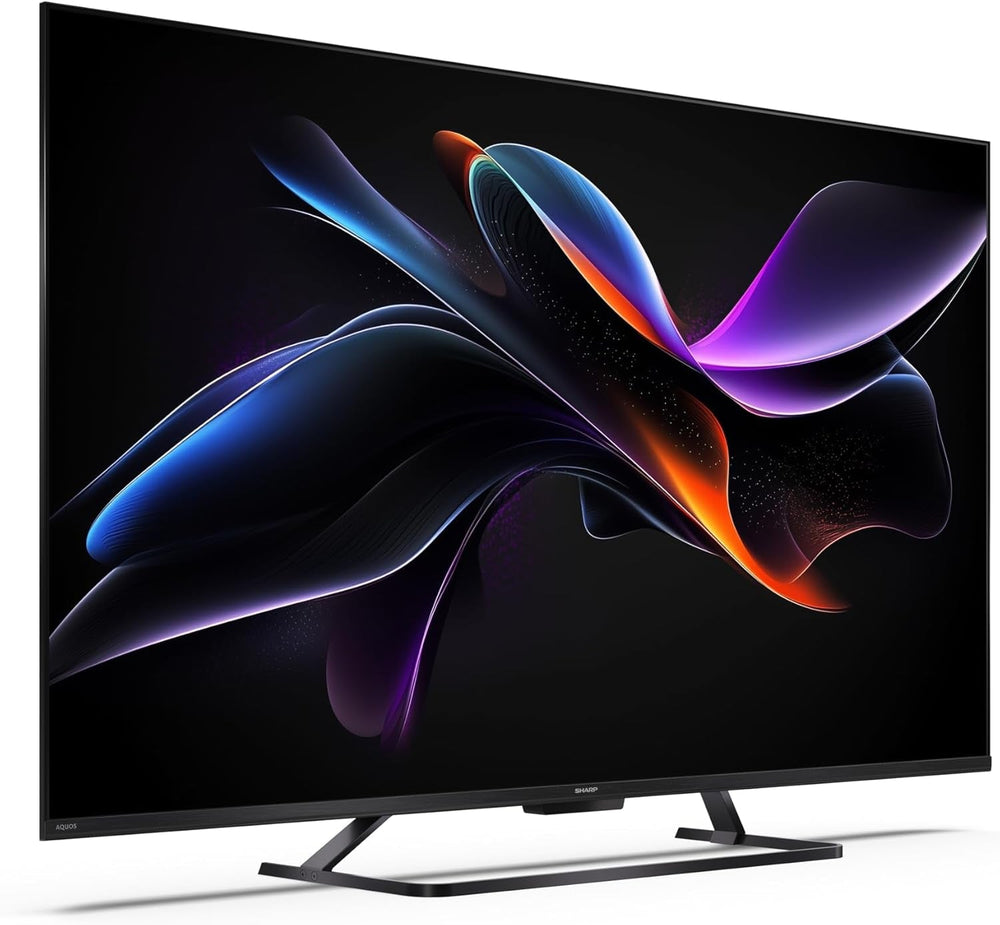 SHARP 55HR7365E – Google TV, 55" UHD, fără ramă, 144 Hz, QLED, HDR10, Dolby Vision HDR, Asistent Google cu microfon, Chromecast, Bluetooth, Dolby Atmos 2x12 W, HDMI 2.1 x4, USB x2, Culoare Negru