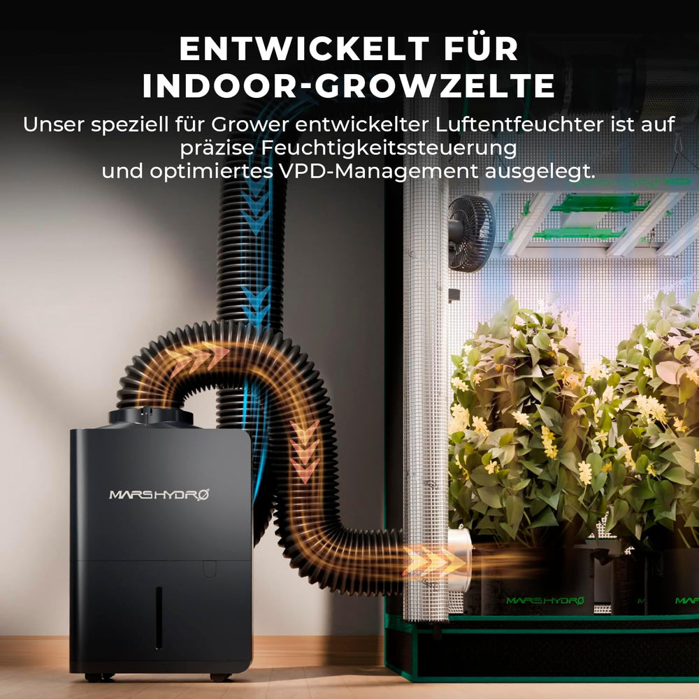 MARS HYDRO párátlanító, 12 l/nap, automatikus leolvasztás, időzítő funkció, szobai párátlanító sátrakhoz, pincékhez és növényekhez, 1,2 literes víztartály