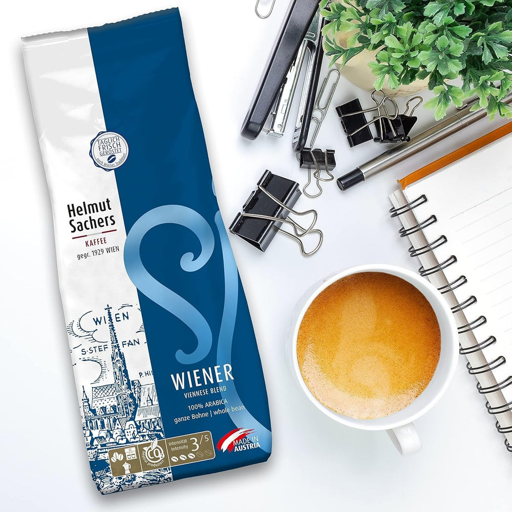 Helmut Sachers kávé - bécsi keverék, erősség 3/5, 100% arabica, egész kávébab, 6 x 500 g Naty Shop