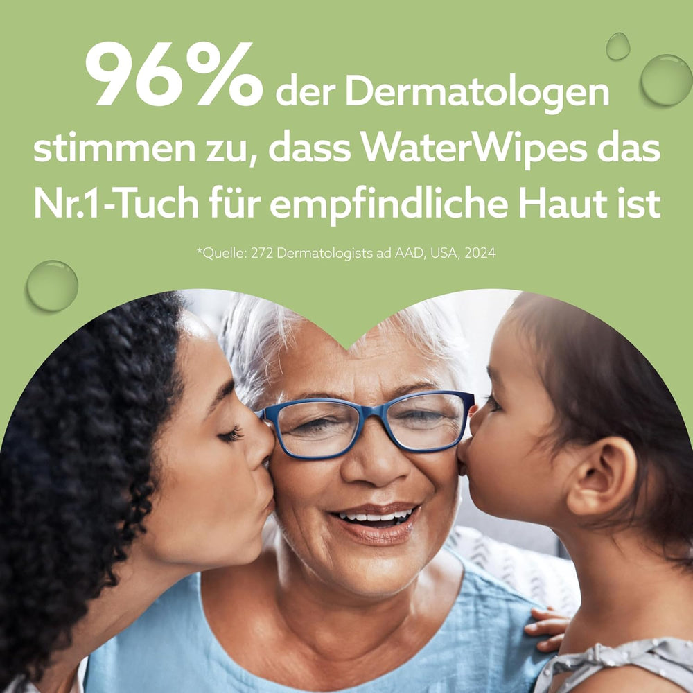 WaterWipes Sensitive+ baba- és kisgyermekkori nedves törlőkendők, 720 darab (12 csomag), 3 az 1-ben tisztítás, ápolás, védelem, 99,9% víz, texturált tisztító, illatmentes