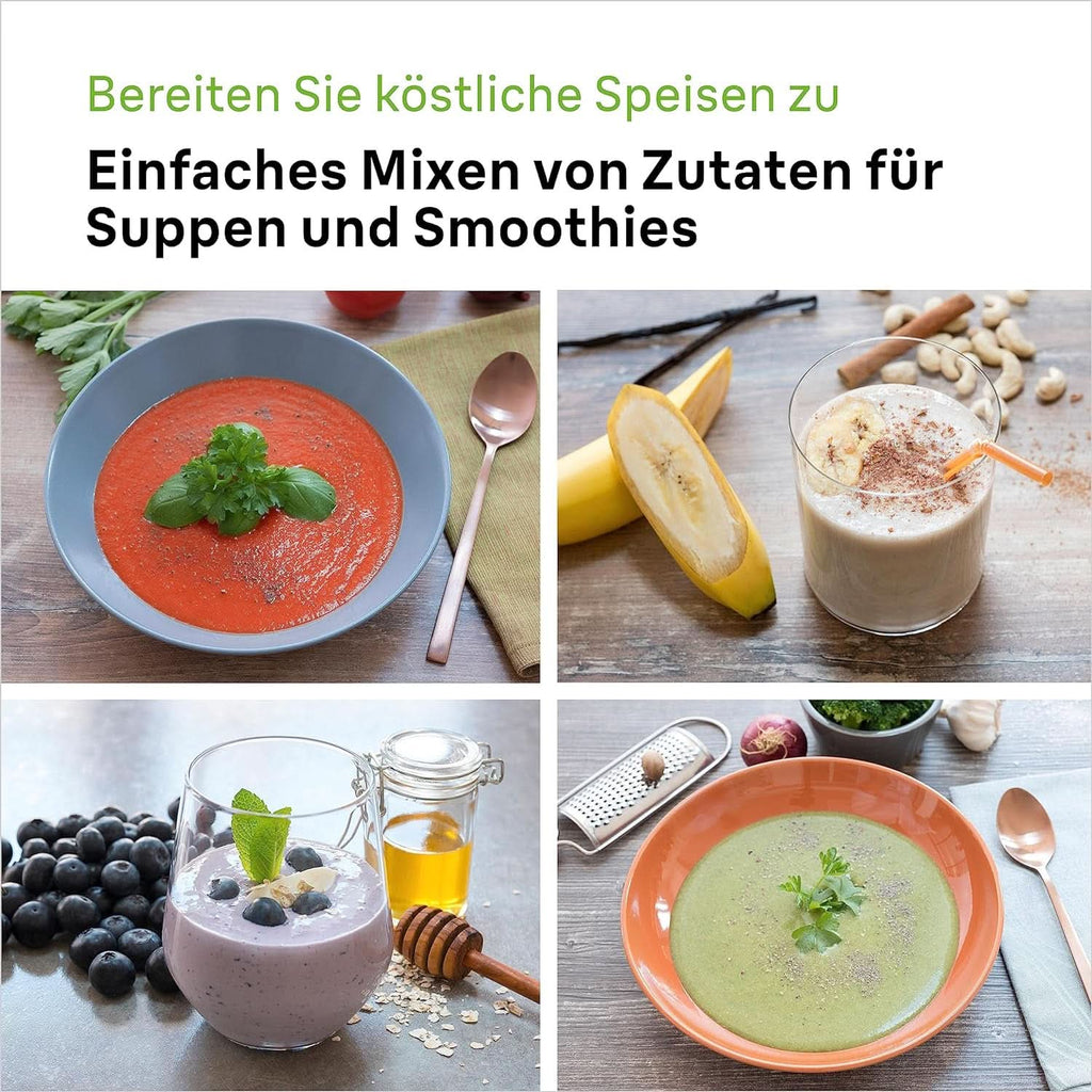 Braun Stabmixer MQ 5200WH - Multiquick 5 Vario Pürierstab Mit Edelstahl Mixfuß, 1000 Watt, Inkl. 600 Ml Mix- & Messbecher, Weiß/Grau Bucatarie Naty Shop