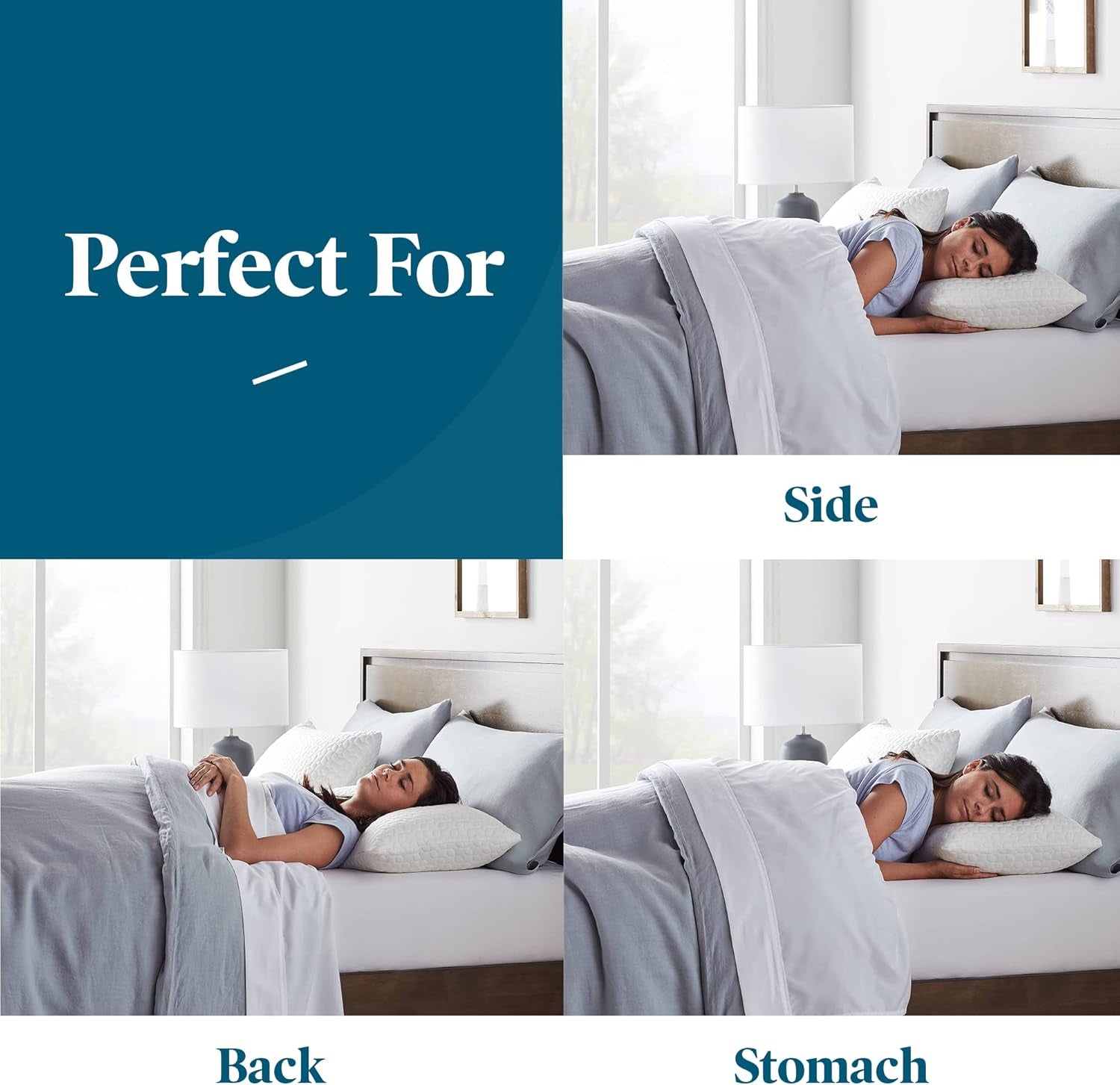 LUCID 45 X 70 Cm Pernă din spumă de memorie mărunțită - Rayon din bambus - Protecție laterală, pentru spate și stomac Perne standard Naty Shop