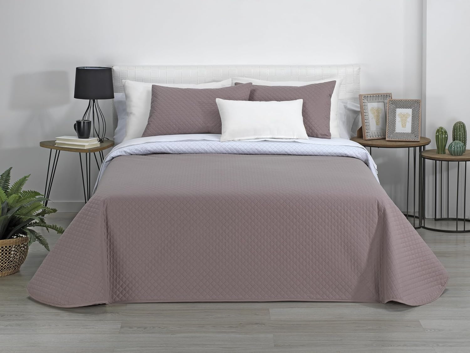 AVA | Boutique megfordítható paplan | Minden évszakhoz | Szín - Fehér/Taupe | 120/135 cm-es ágyhoz. ágy. (230 X 270 cm. Ancho X Alto) | Steppelt paplan Paplanok és paplanok Naty Shop