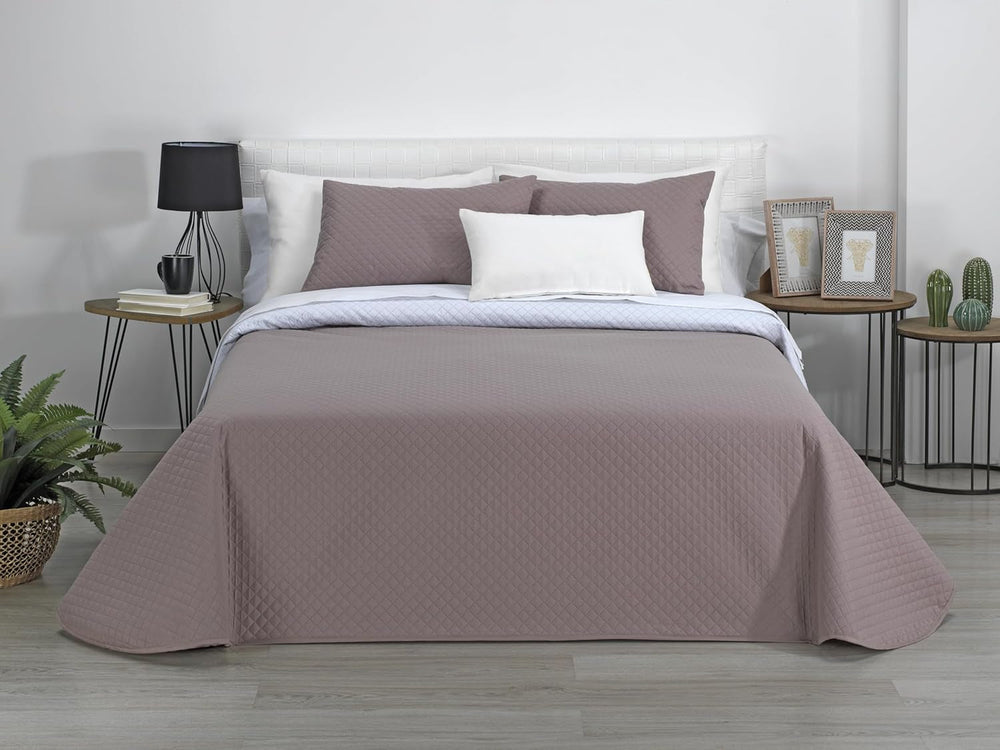 AVA | Boutique megfordítható paplan | Minden évszakhoz | Szín - Fehér/Taupe | 120/135 cm-es ágyhoz. ágy. (230 X 270 cm. Ancho X Alto) | Steppelt paplan Paplanok és paplanok Naty Shop