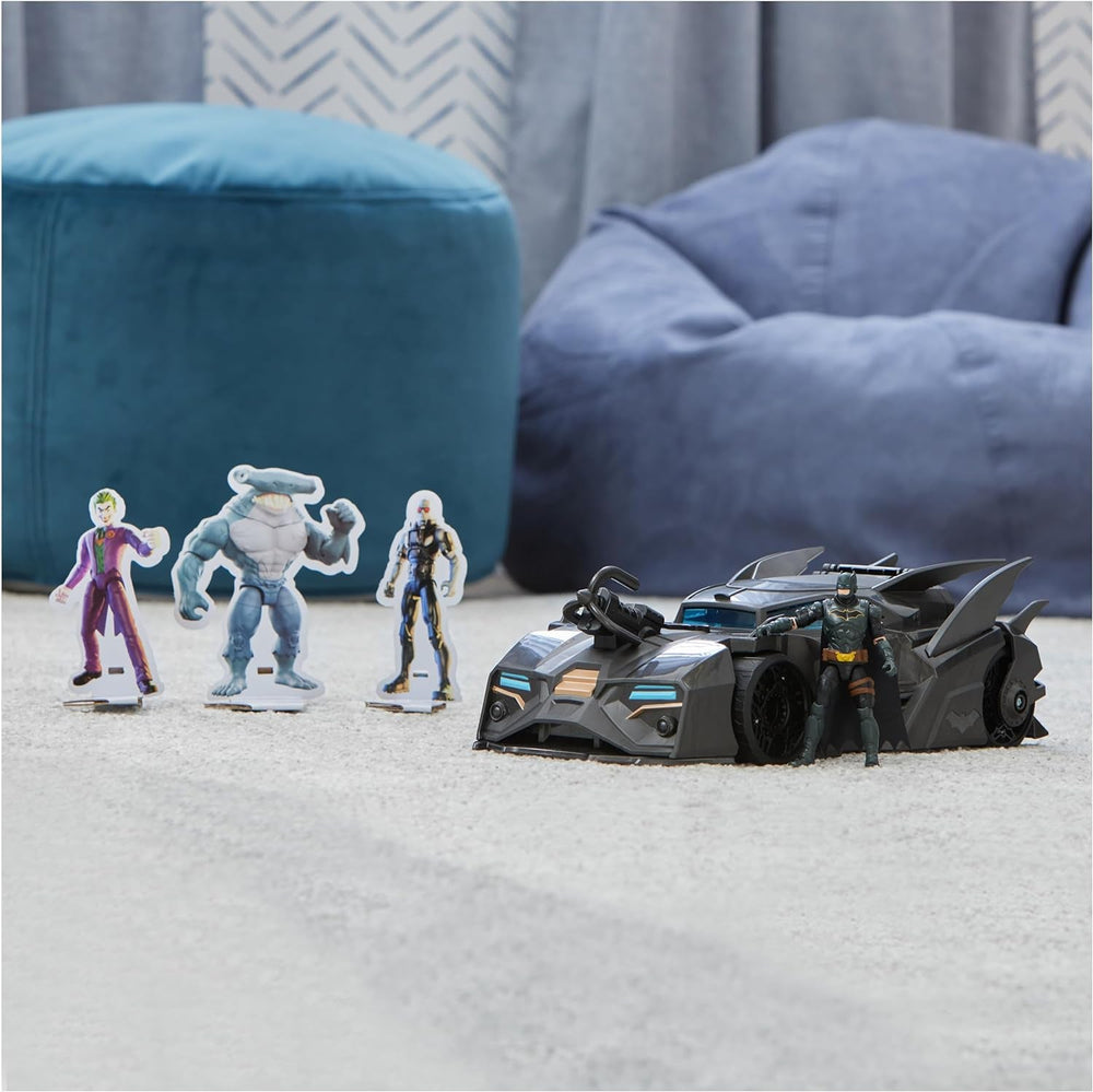 DC Comics Batman offroad denevérmobil katapulttal, kapaszkodóhoroggal és rácscellával hátul, beleértve a 10 cm-es Batman figurát szuperhősrajongók számára 4 éves kortól akciófigurák Naty Shop