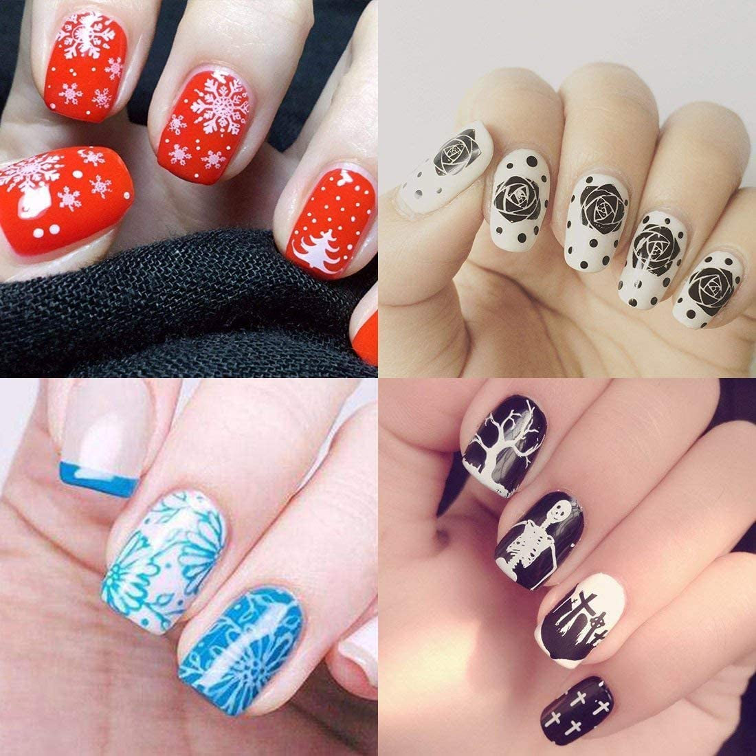 Biutee ștampilă unghii 30 piese, set de ștampile unghii, șablon unghii, ștampilare unghii animale flori imagini, placă unghii ștampilă cu 2 ștampile 2 răzuitoare, accesorii design unghii ștampilă unghii franțuzești