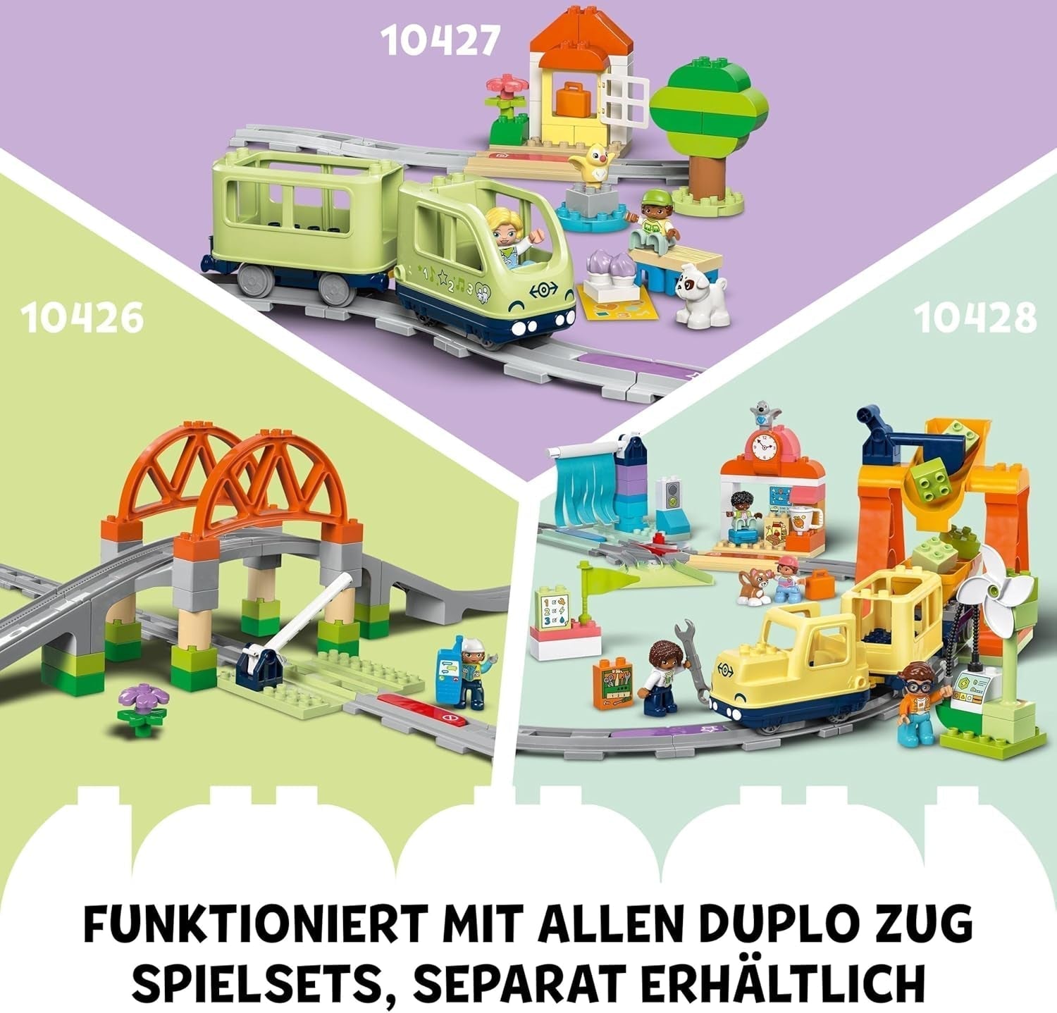 LEGO DUPLO Town nagy, interaktív vasút, építőjáték 3 éves gyerekeknek, Push & Go mozdony fényekkel és hangokkal, pályaalkatrészek, oktatójáték óvodásoknak 10428 építőkészlet Beuche den LEGO-Store