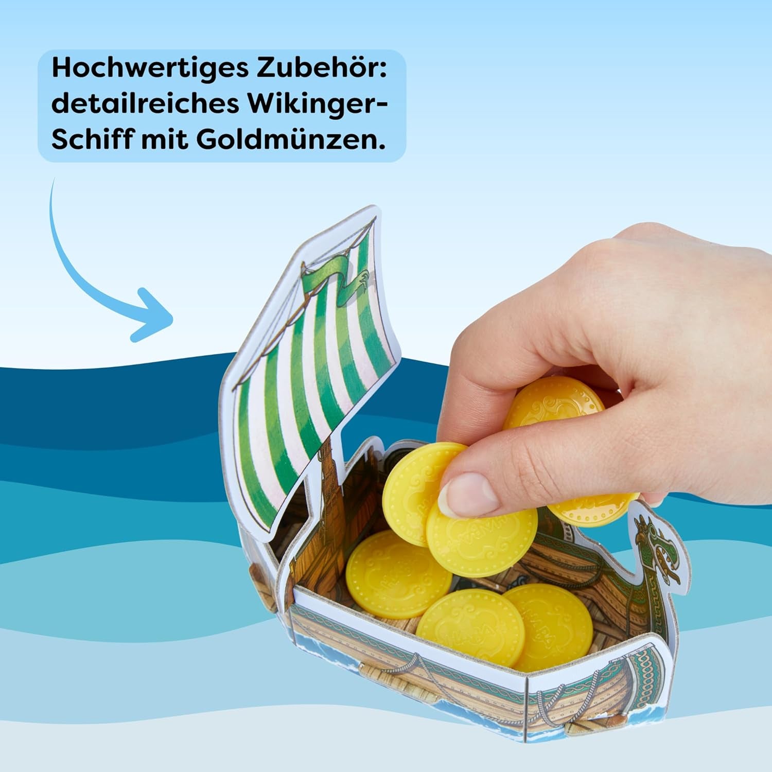 HABA Valley of the Vikings - Gyors ügyességi társasjáték 6 év feletti korosztály számára 2-4 játékos számára - XXL-es játéktábla és 3D-s vikinghajók - Támogatja a taktikát és a bátorságot - 1304697001