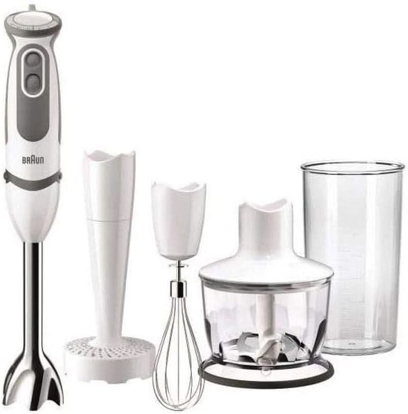 Braun Multiquick 5 Vario MQ 5000 állókeverő | 750 W | Easyclick rendszer | Powerbell technológia | 21 Geschwindigkeitstufen | Mixen Und Pürieren Anya és Gyermeke Naty Shop Single Inkl. Kartoffel-Und Gemüstestampfer, Edelstahl-Schneebesen, Zerkleinerer