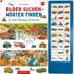 Atât de multe zgomote de vehicule: 30 de sunete (căutați imagini - găsiți cuvinte) Jucarii Bebe Naty Shop Carte