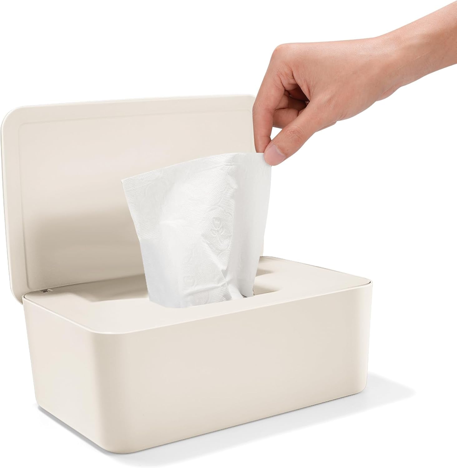 Nedves törlőkendő doboz fedővel, nedves törlőkendő doboz, baba nedves törlőkendő adagoló, vízálló és zárt tárolódoboz, nedves törlőkendő adagoló fürdőszobába, konyhába, fehér