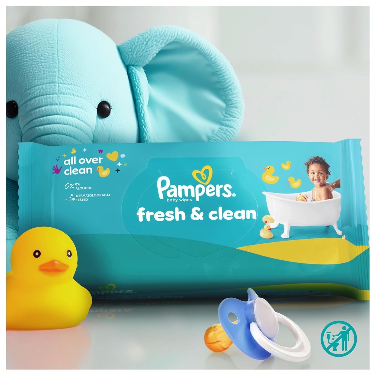 Pampers Fresh Clean nedves törlőkendő, 15 csomag 80 törlőkendő, összesen 1200 törlőkendő, könnyű illat, kézre és arcra is alkalmas