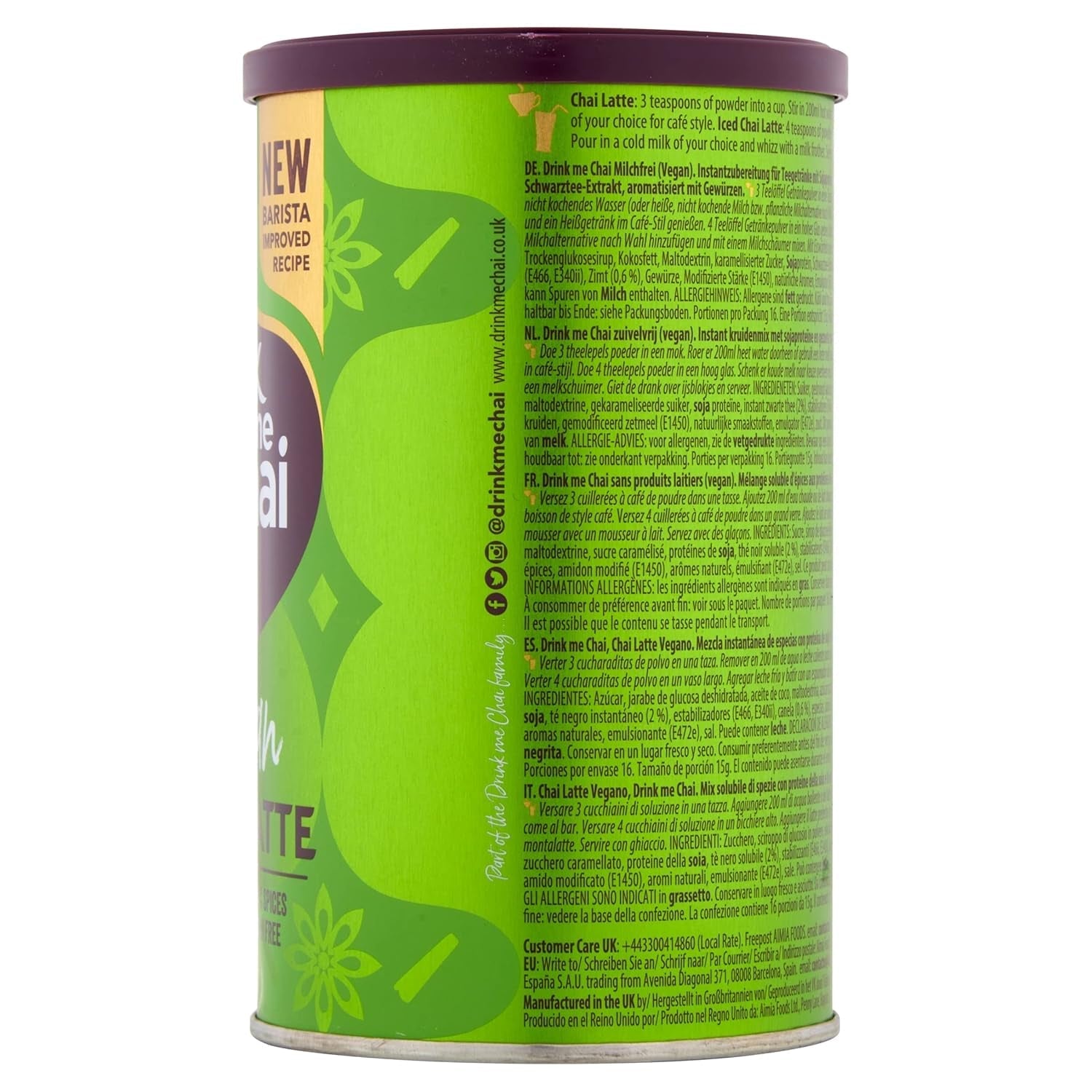 Drink Me Chai Vegan Chai Latte 250 g (pachet de 1), se adaugă doar apă, pudră vegană Chai Latte (16 porții în total)