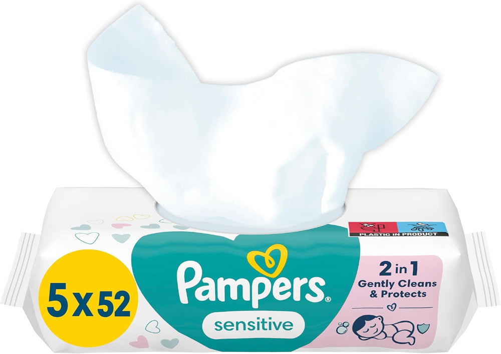 Pampers Sensitive babatörlő, 15 db 80 db-os törlőkendő, 1200 db babatörlő, 2 az 1-ben gyengéd tisztítás és bőrvédelem
