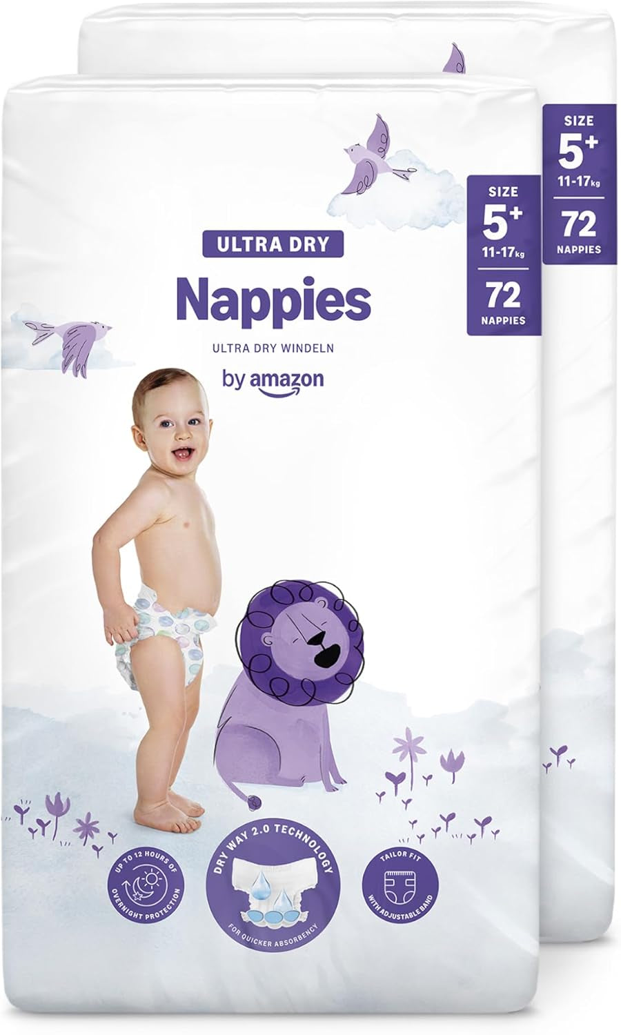 Amazon Ultra Dry pelenkák, 1-es méret (2-5 kg) - Havi doboz, fehér, 96 darab (2 db 48 db-os csomag) (korábban Mama Bear márka, azonos termék)